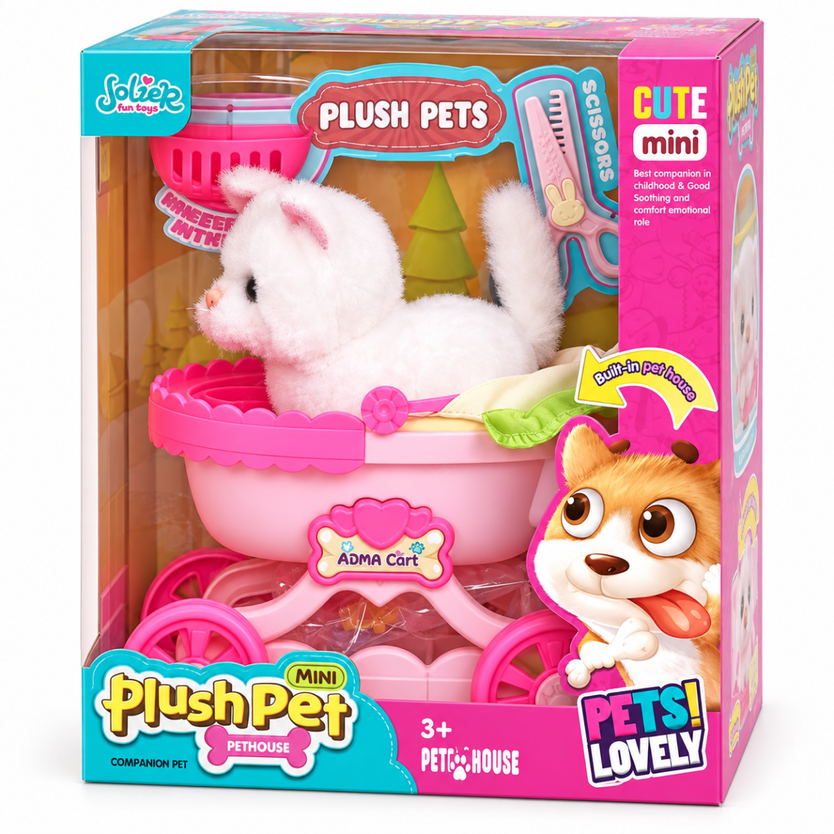 MC-1084 perrito de peluche con carriola - empaque original