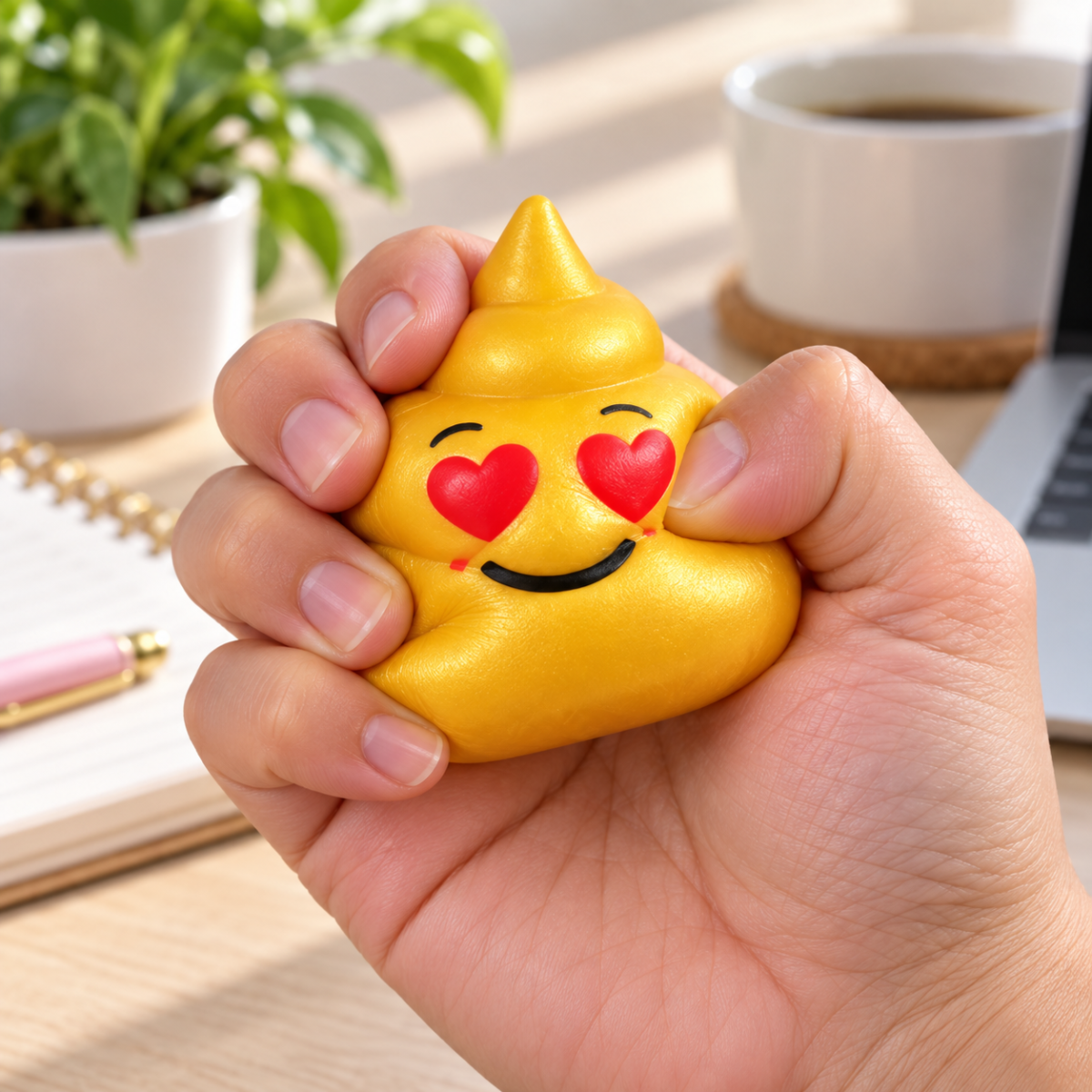 Emoji squishy antiestrés — uso escritorio