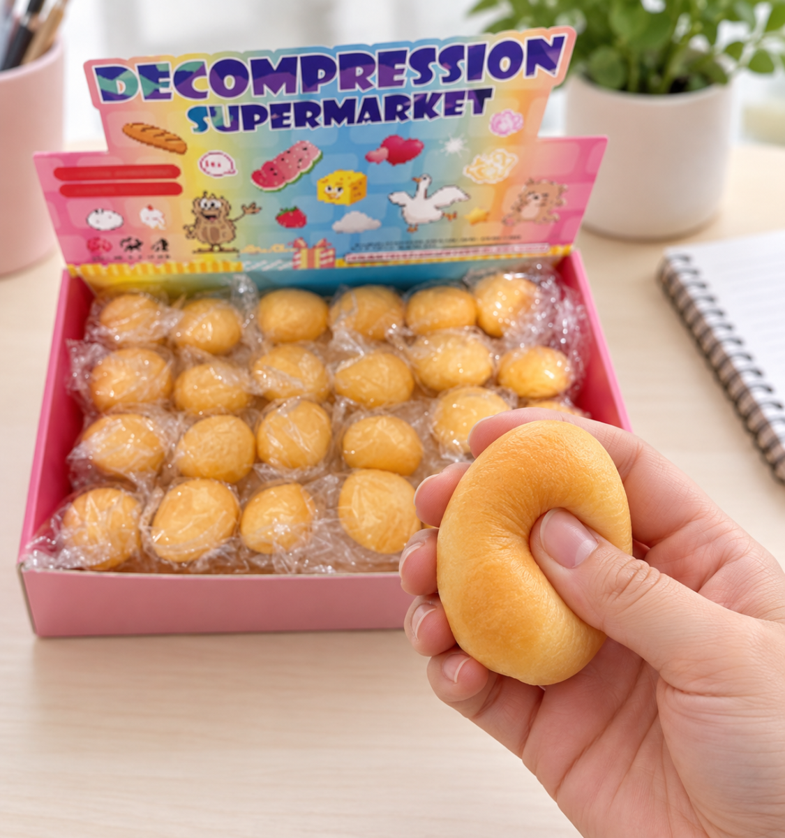 SQ-47 mini pan squishy — uso escritorio