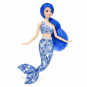 WX254-2 Muñeca sirena con cabello de color y cola de lentejuelas