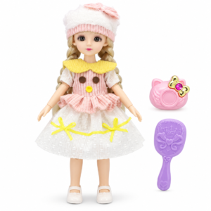 WX282-2-3 Muñeca de ojos grandes con vestido y complementos