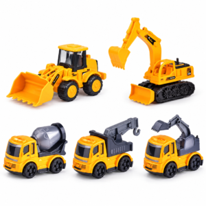 (2629-5) Vehículos de construcción de juguete con excavadora y camiones