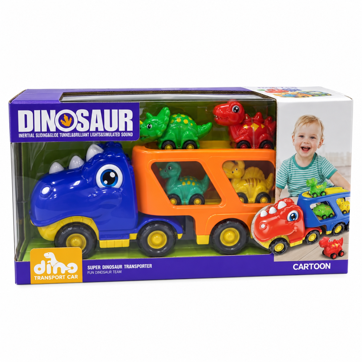 (677A6) Camión dinosaurio con rampa, luz y música - Imagen 4