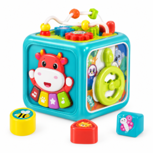 (688-57) Cubo infantil de actividades con botones y figuras