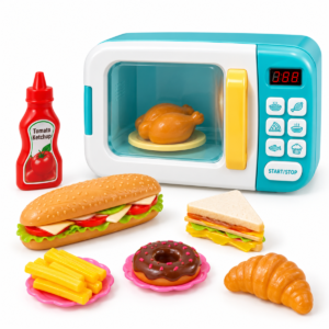 (8023-58) Microondas de juguete con luz, sonido y alimentos