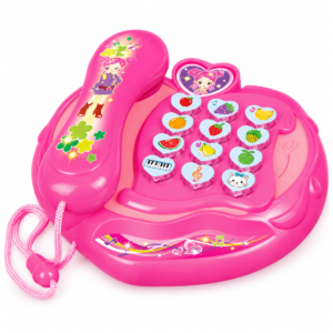 (8081) Teléfono musical infantil rosa con botones de frutas