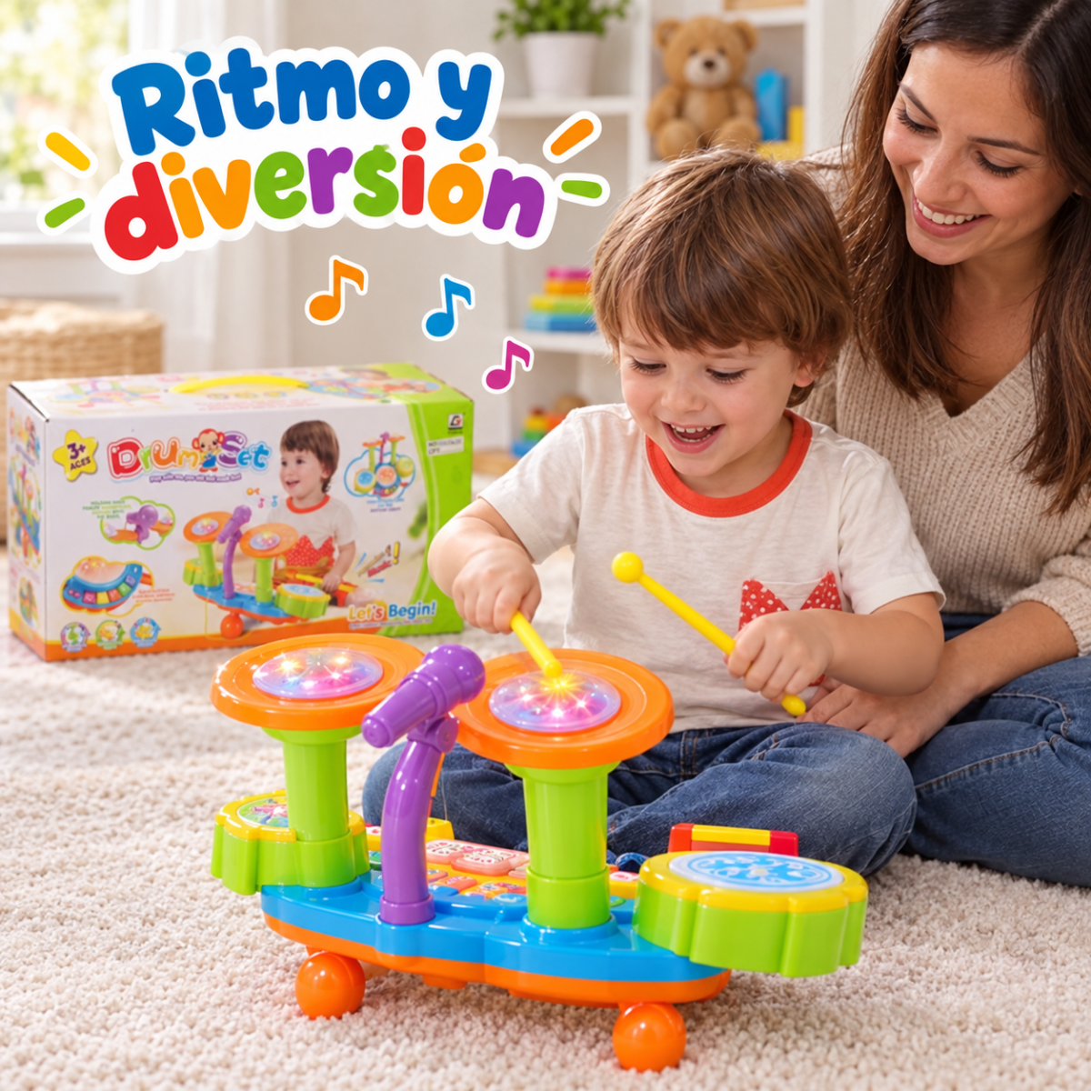 (CY-6002B) Batería musical infantil con micrófono - Imagen 2