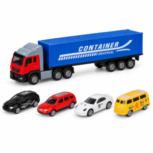 (LH550) Camión de juguete con contenedor y automóviles