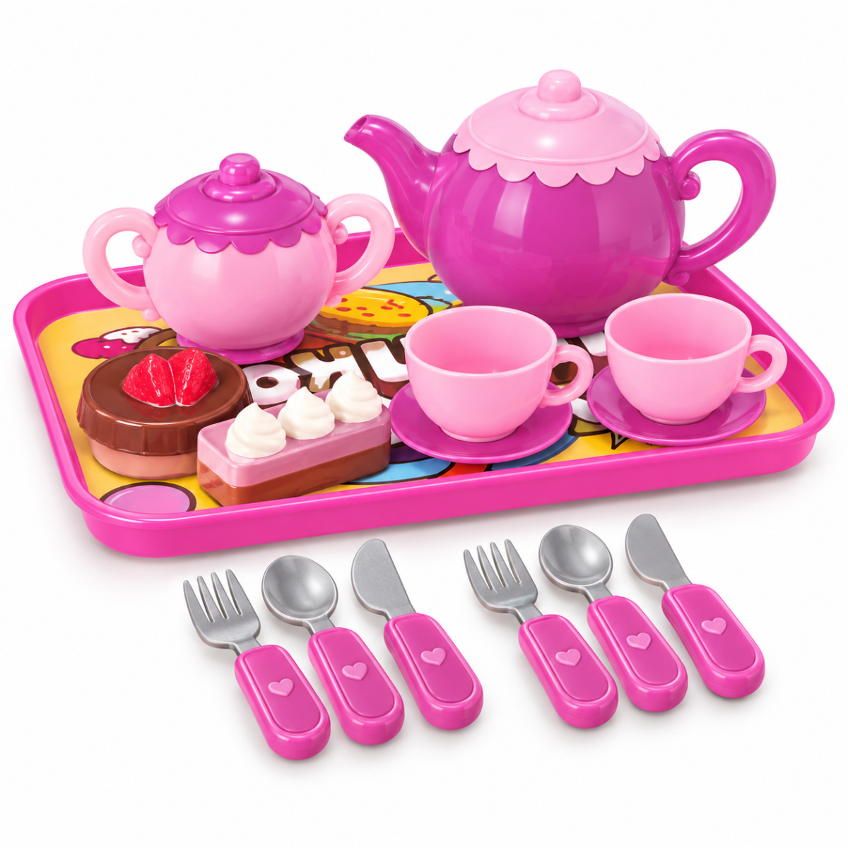 (LY8662A) Juego de té de juguete con charola y postres - Imagen 3