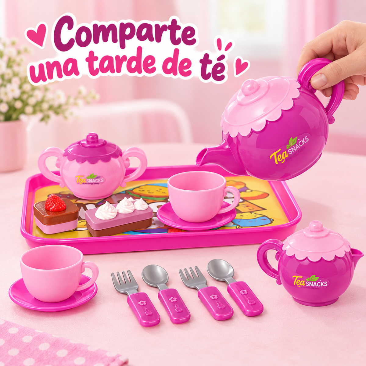 (LY8662A) Juego de té de juguete con charola y postres - Imagen 2