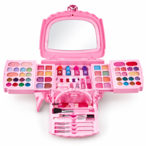 (M-728) Bolso de maquillaje infantil con espejo y bandejas desplegables
