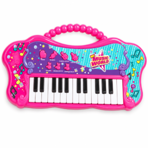 MY030 Teclado musical rosa con asa, música y luz