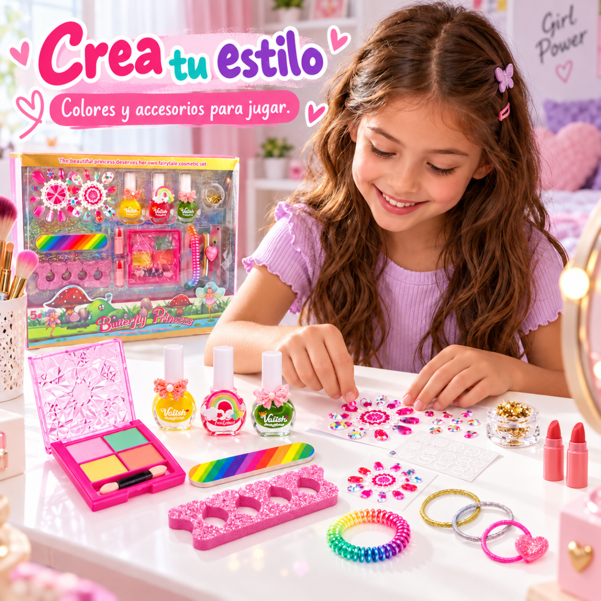 (SR24017-3 / SR24018-3) Maquillaje infantil con accesorios de manicura - Imagen 2